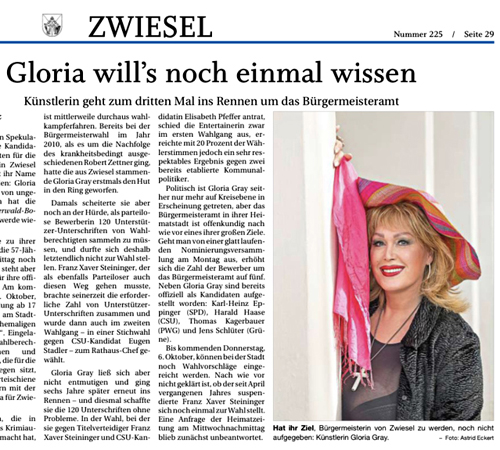 Gloria Gray - Bürgermeisterinwahl 2022 in Zwiesel - Der Bayerwald-Bote, 29.09.2022