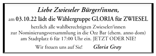 Gloria Gray - Wahl zur Brgermeisterin in Zwiesel (2022)