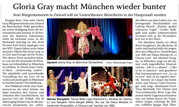 Gloria Gray - Cabaret in München - Passauer Neue Presse (PNP), 28.02.2023