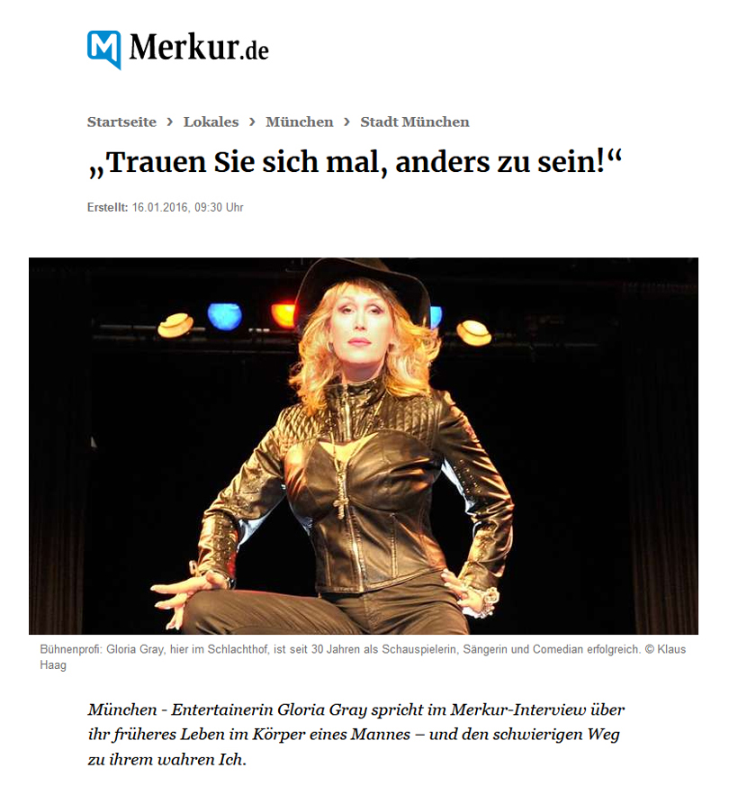 Gloria Gray - Mit allem, was ich bin: Mein Leben - Münchener Merkur, 16.01.2016