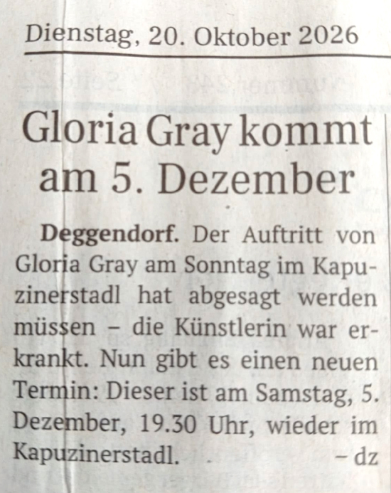 "GLORIA GRAY 6.0" - "Tour de Gray" - Zusatztermine nach ausverkaufter Premiere 2026