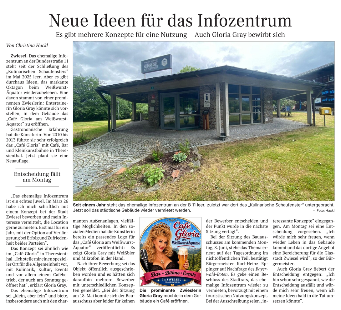 Gibt es bald wieder ein Caf� Gloria? - ehemaliges Infocenter in Zwiesel - Passauer Neue Presse (PNP), 05.06.2026