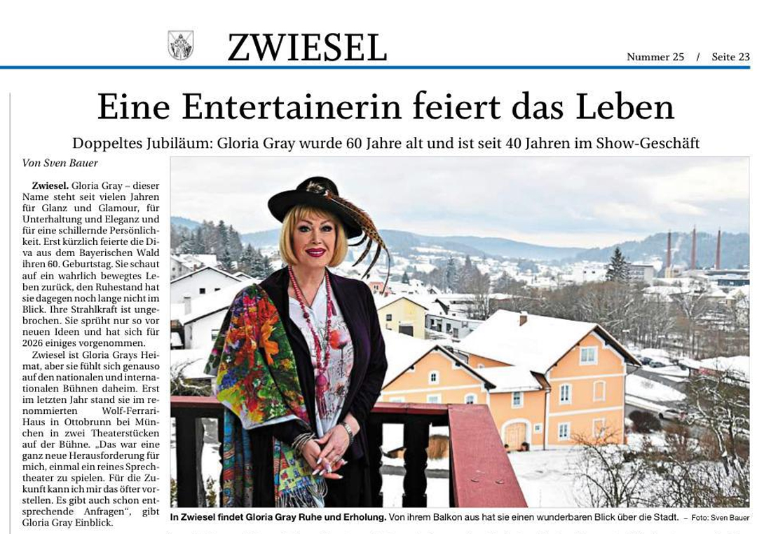 Premiere von GLORIA GRAY 6.0 im Deutschen Theater München, 21. und 22. Februar 2026 - Passauer Neue Presse (PNP), 31.01.2026