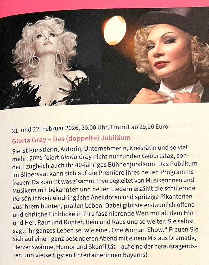 Premiere von GLORIA GRAY 6.0 im Silbersaal des Deutschen Theaters München, 21. und 22. Februar 2026 - Programmheft Silbersaal