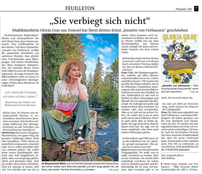 GLORIA GRAY - "Jenseits von Verhausen" Vikki Victorias dritter Zwischenfall  - Passauer Neue Presse (PNP), 03.06.2024
