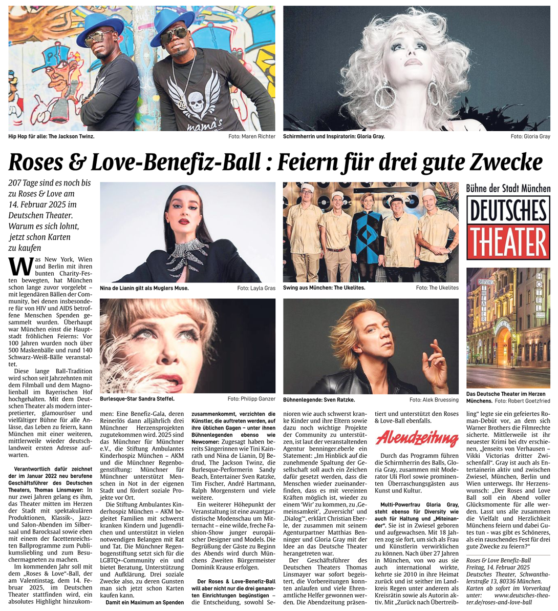 GLORIA GRAY - ROSES AND LOVE BALL 2025 - Abendzeitung (AZ), 22.07.2024