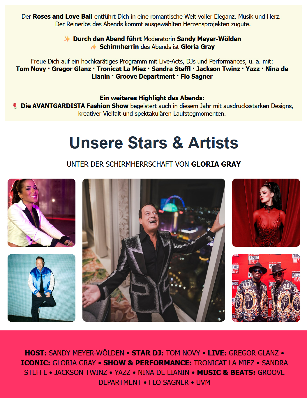 GLORIA GRAY - ROSES AND LOVE BALL 2026 - Flyer